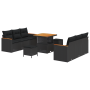 Conjunto de Sofá de Jardín de 9 Piezas con Cojines Negro Poliratán Acacia de , Sofás de exterior - Ref: Foro24-3362994, Preci...