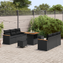 Conjunto de Sofá de Jardín de 9 Piezas con Cojines Negro Poliratán Acacia de , Sofás de exterior - Ref: Foro24-3362994, Preci...