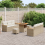 Juego de Sofá de Jardín de 9 Piezas con Cojines Beige Ratán Sintético Acacia | Foro24.es | Tu tienda online para hogar, jardín y más Foro24.es