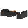 Juego de 9 Piezas Sofá de Jardín con Cojines Negro Poliratán Acacia de , Sofás de exterior - Ref: Foro24-3362999, Precio: 601...