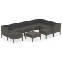 Set de muebles de jardín 10 pzas y cojines ratán sintético gris