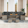 Conjunto de Sofá de Jardín de 10 Piezas con Cojines Gris Poliratán Acacia de , Sofás de exterior - Ref: Foro24-3363033, Preci...