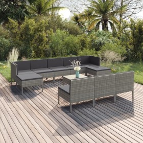 11-teiliges Gartenmöbel-Set und graue synthetische Rattankissen von vidaXL, Gartensets - Ref: Foro24-3094574, Preis: 859,60 €...