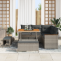 Conjunto de sofá de jardín de 8 piezas con cojines Gris Ratán sintético Acacia | Foro24.es | Tu tienda online para hogar, jardín y más Foro24.es