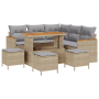 Conjunto de Sofás de Jardín  de 9 Piezas con Cojines Beige Ratán Poli Acacia | Foro24.es | Tu tienda online para hogar, jardín y más Foro24.es