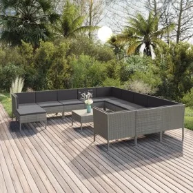 13-teiliges Gartenmöbel-Set und graue synthetische Rattankissen von vidaXL, Gartensets - Ref: Foro24-3094530, Preis: 996,48 €...