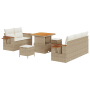 Conjunto de Sofá de Jardín  de 8 Piezas con Cojines Ratán Sintético Beige Acacia | Foro24.es | Tu tienda online para hogar, jardín y más Foro24.es