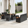 Conjunto de Sofás de Jardín de 8 piezas con Cojines Ratán Poliespuma Negro Acacia de , Sofás de exterior - Ref: Foro24-336311...