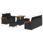 Conjunto de Sofás de Jardín de 8 piezas con Cojines Ratán Poliespuma Negro Acacia de , Sofás de exterior - Ref: Foro24-336311...