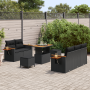 Conjunto de Sofás de Jardín de 8 piezas con Cojines Ratán Poliespuma Negro Acacia de , Sofás de exterior - Ref: Foro24-336311...