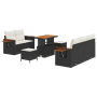Conjunto de Sofás de Jardín de 8 Piezas con Cojines Ratán Poliratán Negro Acacia | Foro24.es | Tu tienda online para hogar, jardín y más Foro24.es