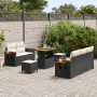 Conjunto de Sofás de Jardín de 8 Piezas con Cojines Ratán Poliratán Negro Acacia | Foro24.es | Tu tienda online para hogar, jardín y más Foro24.es