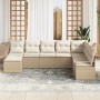 Conjunto de sofá de jardín 8 pcs Beige Poliratán
