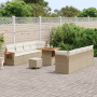 Conjunto de Sofá de Jardín  de 11 Piezas con Cojines de Ratán y Poliéster Beige Acacia | Foro24.es | Tu tienda online para hogar, jardín y más Foro24.es