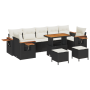 Conjunto de Sofá de Jardín de 10 Piezas con Cojines de  de Ratán Poliéster Negro Acacia | Foro24.es | Tu tienda online para hogar, jardín y más Foro24.es