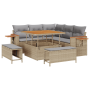 Conjunto de Sofá de Jardín de 8 Piezas con Cojines Beige Poliratán Acacia | Foro24.es | Tu tienda online para hogar, jardín y más Foro24.es