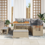 Conjunto de Sofá de Jardín de 8 Piezas con Cojines Beige Poliratán Acacia | Foro24.es | Tu tienda online para hogar, jardín y más Foro24.es