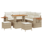 Juego de Sofá de Jardín de 8 Piezas con Cojines Beige Ratan Poliéster Acacia de , Sofás de exterior - Ref: Foro24-3363176, Pr...