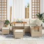 Juego de Sofá de Jardín de 8 Piezas con Cojines Beige Ratan Poliéster Acacia de , Sofás de exterior - Ref: Foro24-3363176, Pr...