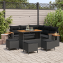 Set de Sofá de Jardín de 9 Piezas con Cojines Negro Poliratán Acacia de , Sofás de exterior - Ref: Foro24-3363179, Precio: 54...