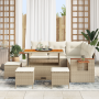 Conjunto de Sofás de Jardín de 9 Piezas con Cojines Beige Poliratán Acacia de , Sofás de exterior - Ref: Foro24-3363181, Prec...