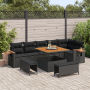 Conjunto de Sofás de Jardín de 9 Piezas con Cojines Polirratán Negro Acacia de , Sofás de exterior - Ref: Foro24-3363184, Pre...