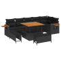 Conjunto de Sofás de Jardín de 9 Piezas con Cojines Polirratán Negro Acacia de , Sofás de exterior - Ref: Foro24-3363184, Pre...