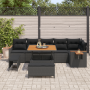 Conjunto de Sofás de Jardín de 9 Piezas con Cojines Polirratán Negro Acacia de , Sofás de exterior - Ref: Foro24-3363184, Pre...