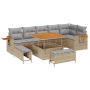 Conjunto de Sofás de Jardín de 9 Piezas con Cojines Beige Ratán Sintético Acacia | Foro24.es | Tu tienda online para hogar, jardín y más Foro24.es