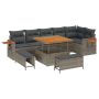 Conjunto de Sofá de Jardín de 9 Piezas con Cojines Gris Ratán Polímero Acacia | Foro24.es | Tu tienda online para hogar, jardín y más Foro24.es