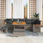Conjunto de Sofá de Jardín de 9 Piezas con Cojines Gris Ratán Polímero Acacia | Foro24.es | Tu tienda online para hogar, jardín y más Foro24.es