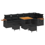 Conjunto de Sofá de Jardín  de 9 Piezas con Cojines Negro Poliratán Acacia | Foro24.es | Tu tienda online para hogar, jardín y más Foro24.es