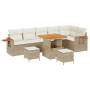 Conjunto de Sofá de Jardín  de 9 Piezas con Cojines Beige Ratán Poliéster | Foro24.es | Tu tienda online para hogar, jardín y más Foro24.es