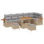 Juego de sofá de jardín de 9 piezas con cojines beige de ratán y acacia de , Sofás de exterior - Ref: Foro24-3363197, Precio:...