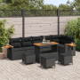 Juego de sofá de jardín de 10 piezas con cojines Negro Poliratán Acacia de , Sofás de exterior - Ref: Foro24-3363199, Precio:...