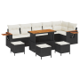 Conjunto de Sofás de Jardín  de 10 Piezas con Cojines Negro Poliratán Acacia | Foro24.es | Tu tienda online para hogar, jardín y más Foro24.es