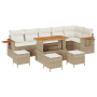 Juego de Sofás de Jardín de 10 Piezas con Cojines Beige Poliratán Acacia de , Sofás de exterior - Ref: Foro24-3363201, Precio...