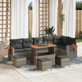 Juego de Sofás de Jardín de 10 Piezas con Cojines Gris Poliratán Acacia de , Sofás de exterior - Ref: Foro24-3363203, Precio:...