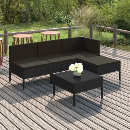 5-piece garden furniture set and black synthetic rattan cushions by vidaXL, Garden sets - Ref: Foro24-3094365, Price: 398,88 ...