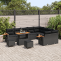 Juego de Sofa de Jardín de 12 piezas con Cojines Negro Poliratán Acacia de , Sofás de exterior - Ref: Foro24-3363214, Precio:...