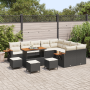 Conjunto de Sofás de Jardín  de 13 Piezas con Cojines Negros Poliratán Acacia | Foro24.es | Tu tienda online para hogar, jardín y más Foro24.es