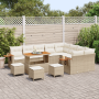 Juego de Sofás de Jardín de 13 Piezas con Cojines Beige Poliratán Acacia de , Sofás de exterior - Ref: Foro24-3363221, Precio...