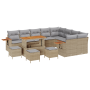 Juego de Sofás de Jardín de 13 Piezas con Cojines Beige Poliratán Acacia | Foro24.es | Tu tienda online para hogar, jardín y más Foro24.es