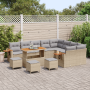 Juego de Sofás de Jardín de 13 Piezas con Cojines Beige Poliratán Acacia | Foro24.es | Tu tienda online para hogar, jardín y más Foro24.es