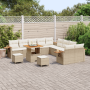 Conjunto de Sofá de Jardín  de 13 Piezas con Cojines Beige de Ratán Polímero Acacia | Foro24.es | Tu tienda online para hogar, jardín y más Foro24.es