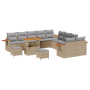 Conjunto de Sofá de Jardín de 13 Piezas con Cojines Beige Ratán Poliéster Acacia de , Sofás de exterior - Ref: Foro24-3363237...