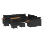 Conjunto de Sofá de Jardín de 14 Piezas con Cojines Negro Poliratán Acacia de , Sofás de exterior - Ref: Foro24-3363239, Prec...