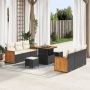Conjunto de Sofás de Jardín de 9 Piezas con Cojines Negro Poliratán Acacia de , Sofás de exterior - Ref: Foro24-3363255, Prec...