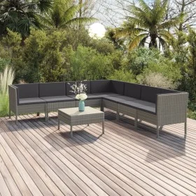 Satz Gartenmöbel 8 Stück und Kissen synthetischen Rattan grau von vidaXL, Gartensets - Ref: Foro24-3094458, Preis: 616,37 €, ...