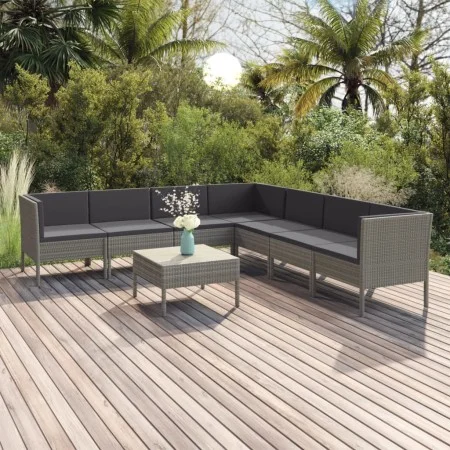 Garden furniture set 8 pieces and gray synthetic rattan cushions by vidaXL, Garden sets - Ref: Foro24-3094458, Price: 616,37 ...